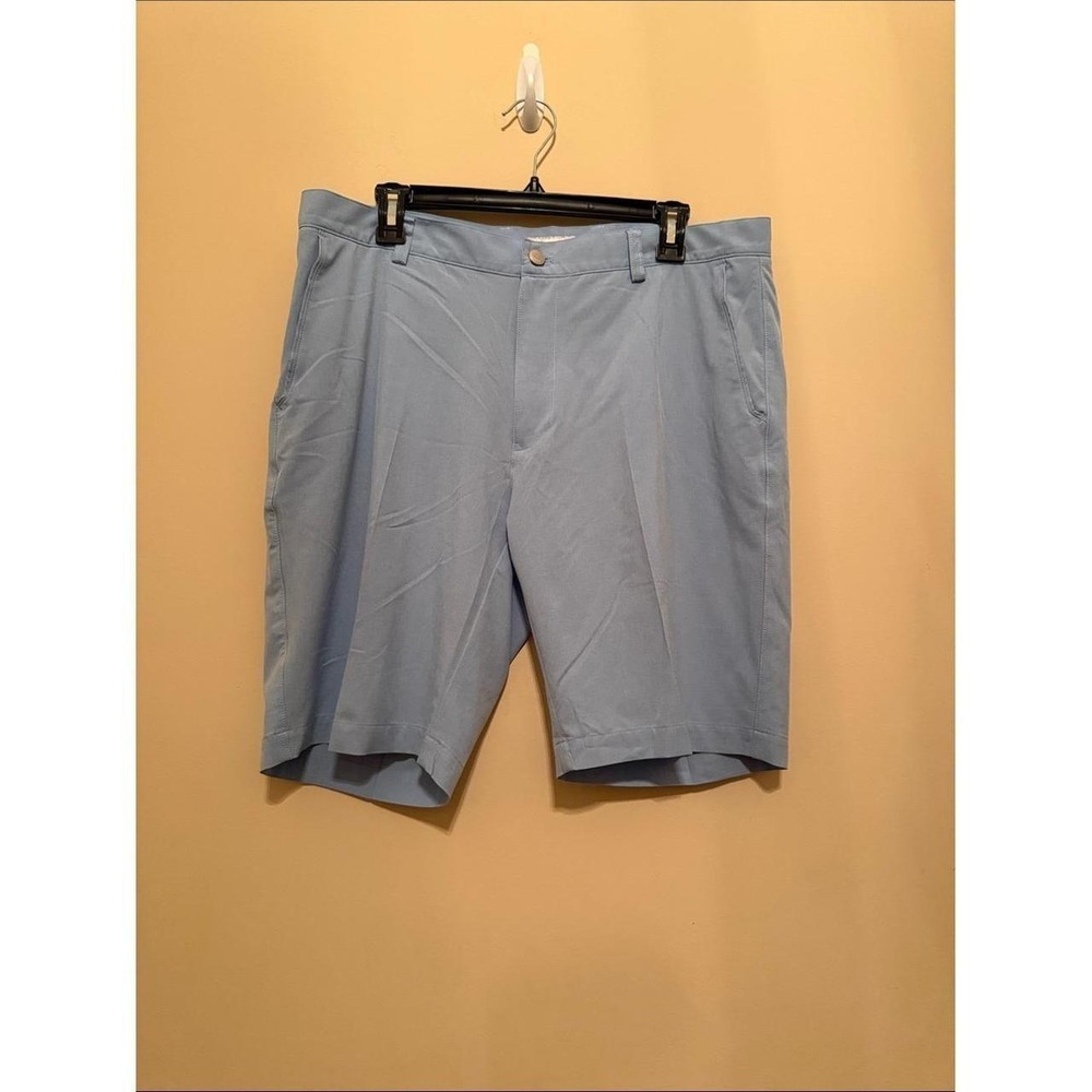 Peter Millar Crown Sport Performance Golf Shorts Light Blue Mens 35 Stretch